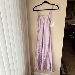 Zara Satin Lavender Spaghetti Strap Maxi Dress